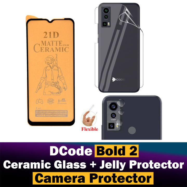 Dcode Bold 2 Matte Glass Protector Ceramic Glass + Back Protector Transparent Hydrogel Soft Film jell Protection + Back Rear Camera Protector 9H Gorilla Flexible Protection For Dcode Bold 2