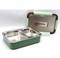 Tedemei Stainless Steel 2 Compartment Leak Proof Lunch Box portable Separated Office/Students Lunch Box. 