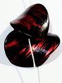 Black Red Flat Curved Antique Large Chips Marble Beads. Pack of 40gms Beads, For DIY Jewelry Making, Jewelry, And Dress Accessories.. 