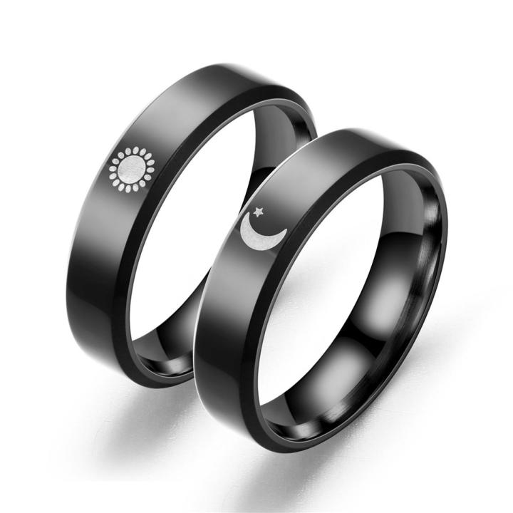 8mm Titanium Steel Sun Moon Ring For Men Women Wedding Rings Daraz.pk