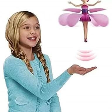 Flying Fairy Doll - Infrared Sensor and Hand Induction Control, Remote Control Helicopter Toy for Kids - Magical Princess Ballet Girl Flying Toy