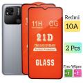 Pack of 02 - Redmi 10A - 100% Original Full coverage Tempered Glass screen Protector- Full Glue- with Cleaning Wipes. 