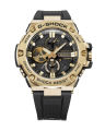 Casio G Shock GST-B100 Series Round Analog+Digital Gold Ion Plated Bazel World Time Stop Watch Hourly Time Signal Full Auto Calender (to year 2099) LED Light (Super Illuminator) Battery Level Indicator Power Saving Mobile Link Watch-GST-B100GB-1A9DR. 