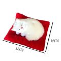 Kid Realistic Mew Sound Cat Sleeping in Nest Activated Carbon Plush Toy Car Decor. 