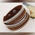 Design Crystal Rivet Multilayers Bracelet. 
