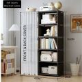 Adjustable Bookshelf |Book rack Multi-Compartment Bookcase with Rear Wall Cloth & Front Curtain for Bedroom. 