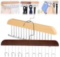 8 Hooks Adjustable Closet Hangers, Wooden Hangers for Belt Hanger for Tie Lingerie Belt Scarf Tie Storage Racks Foldable Hooks Wood Hanger Wardrobe Organizers for Men Women. 