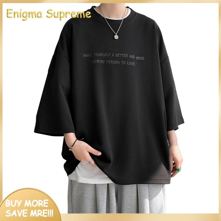 Enigma- Pullover Top 3/4 Sleeve Hip Hop Style Man Oversized T-shirt
