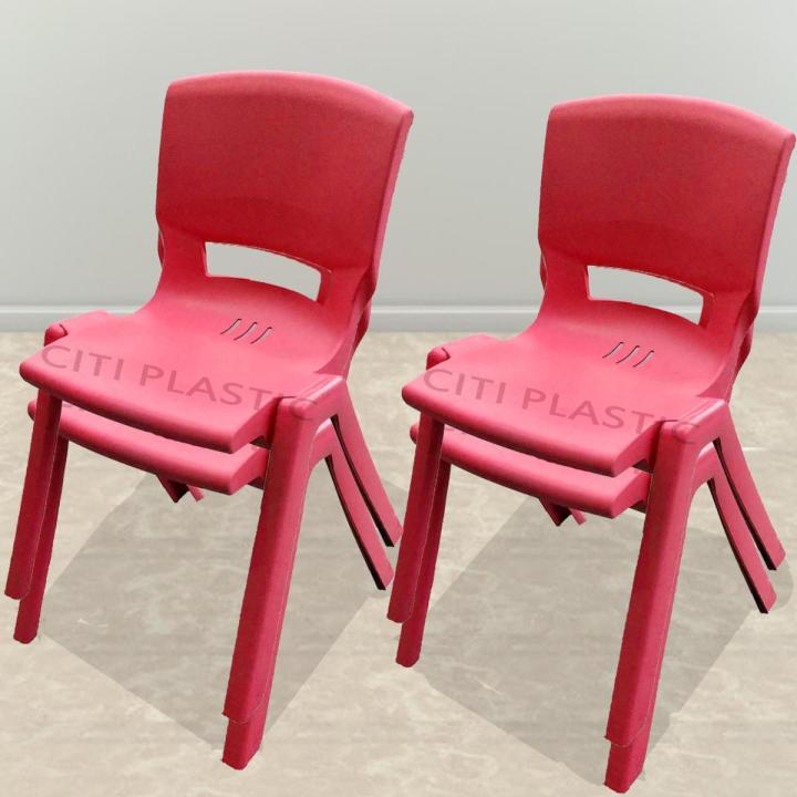New Postro full Plastic chair for adults study/ hotel/ masjid/ namaz pack of four Plastic chairs - Red