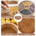 1pc Bamboo Food Storage Tray Bamboo Dry Fruit Nuts, Candy, Snacks, Cookies Plate with Acrylic Lid. 