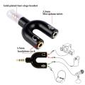 3.5mm TRRS to Dual TRS Audio Splitter Adapter U Shape Mic and Headphone Converter for Mobile and PC. 