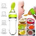 Baby Silicone Squeeze Feeding Spoon, Baby Silicone Feeding Bottle Spoon Baby Food Feeder  for Infant Dispensing and Feeding.. 
