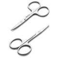 Cutting Clippers Point and Rounded Safety Tip Scissors For Men and Women (Silver), 2 Pcs Stainless Steel Small Scissors, Facial Hair Grooming Set Comfort grip Handels, Eyebrow, Nose, Muatache Beard For Personal and Professional Use. 