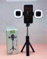 Selfie Stick Bluetooth Tripod Can Rotate and Detach Double Ring Lights with stand Mobile Holder 360 Rotation. 