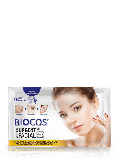 Biocos Urgent Facial Sachet – Instant Glow & Whitening Facial for All Skin Types – Like & Faiza Facial – 10g
