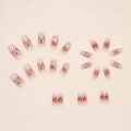 24Pcs Cute Fake Nails with Glue DIY Art Design Rabbit Pink False Nails Wearable Nails Stylish Pattern White Long Artificial Nails. 