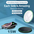 Ultra-thin Round 15W Qi Wireless Charging Pad Phone Charger for Samsung Galaxy. 