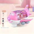 Musical Airplane With Lights And Music Cartoon Airplane With Bump And Go Toy Aeroplane 3d Lightning With Poems Available In 2 Colours Blue & Pink - Best Gift For Toddlers , Kids - Boys And Girls. 