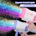Bazooka Bubble Gun 64 Holes/ 64 Holes Colorful Bubble Machine Gun 16 to 17 inches Size  With 2 Bubble Liquid Bottle-Tray/ Rechargeable Battery Operated New Colorful Light Bazooka Bubble Machine 64 Holes For Birthday Party/Pool Party & Perfect For Gifting. 