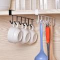 Wardrobe Accessories Holder Stand for Bathroom, Kitchen Cabinet, Cupboard, Utensil and Cloth Hanger  6 Hook Holder for Multi Function, Assorted Colour (1 PCs). 