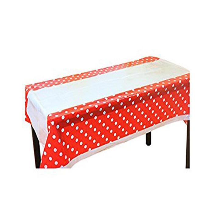 RED POLKA DOT TABLE COVER - RED POLKA DOT THEME TABLE COVER ( 108 CM X 180 CM )