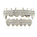 18K diamond-encrusted gold-plated hip-hop braces vampire fangs tiger teeth metal Halloween dentures for men and women with the same Grill. 