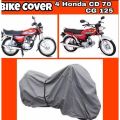 Universal Double Coated Waterproof Bike Cover, Scratch & Dust Proof Bike Parking Cover, Top/ Bike Cover for Honda CD 70, Bike Cover for 125, Black and Silver. 