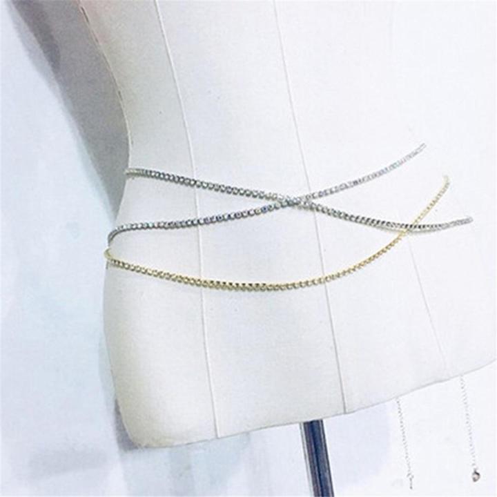 Ladies Crystal Diamond Belly Hip Low Waist Chain girl Rhinestones Belt Female Summer Beach Belts For Women
