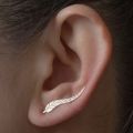 New Fashion one pair Ear Sweep Wrap Silver Gold Ear Climber Ear Clip Cuffs Leafs Earrings Jewelry For Women Wing Ear Clips Earring. 