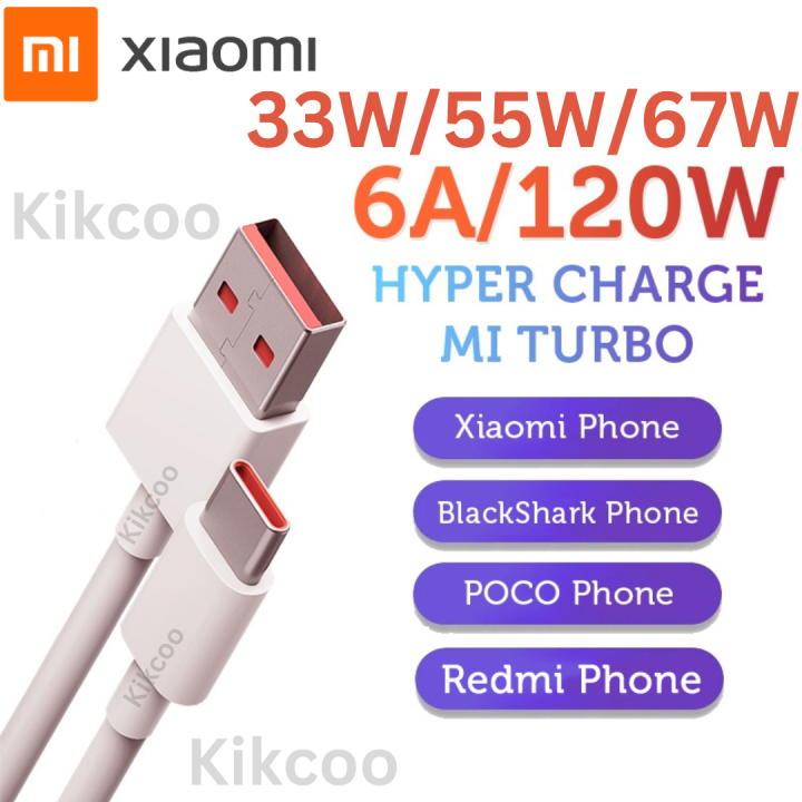 Original Xiaomi 33W 55W 67W 120W USB Type C Turbo Charger Cable For Mi 6A Type-C Fast Charging Data Cable  For Pocco  Black Shark Phones , Fast transmission, Stronger compatibility Mi Turbo Charge Type C Cable Note 11 Pro+ 5G 11T Pro K50s K50 PRO