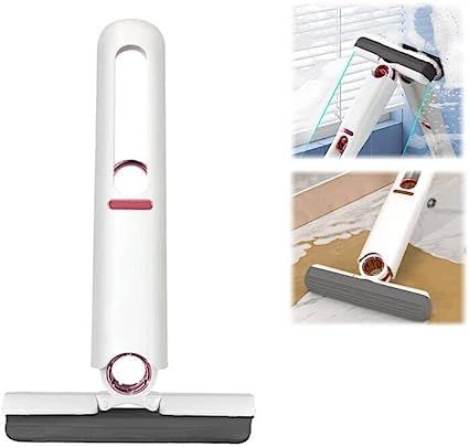 Self-Squeeze Mini Mop, Portable Strong Absorbent Self Wringing Sponge Mop for Tableware Desktop Glass, Wet and Dry Use, Lazy Hand Wash-Free Squeeze Mop Cleaner for Bathroom Kitchen