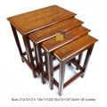 Wood Valley-Wooden Nest Table Set Brass Work (Set of 4)-Best Quality-Table Nest Set 4 Pcs-Sheesham Wood Nesting Tables with Brass Work (Set of 4)-Royal Wooden Brass Nesting Table Set of 4-Chiniot Handicraft. 
