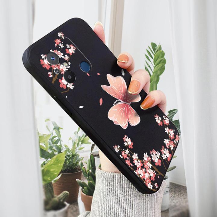 BILI for Redmi 12C 11A Back Cover Pink Butterfly for Boys Girls Multicolor Liquid Silicone Case Soft Square Lens Protection Phone Cases