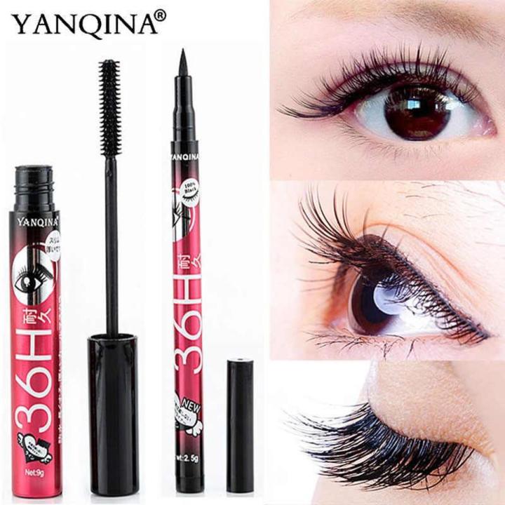36 Hours Liquid Eyeliner Pencil + 36H Waterproof Mascara Set Cosmetics New Brand Eye Liner Thick Curling Mascara Eyebrow Pencil Makeup
