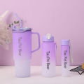 New gradient color high-value plastic cup 40oz cold-proof ice cup three-piece set portable portable cup. 