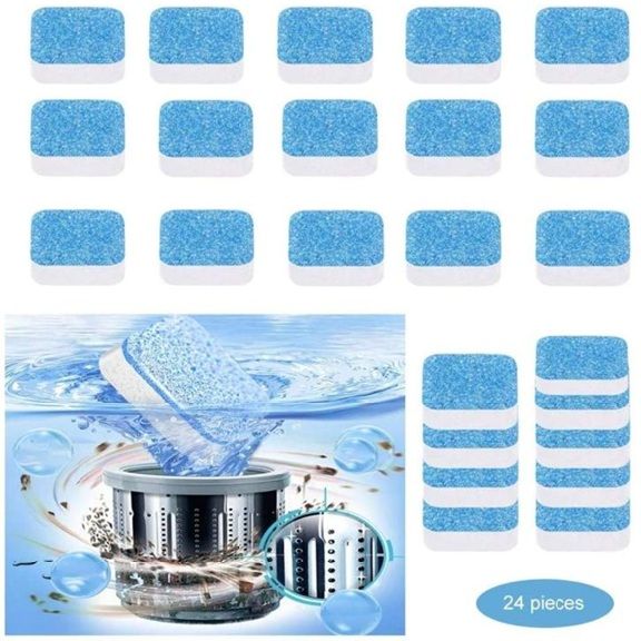 24 Pcs Antibacterial Washing Machine Deep Cleaning Tablets - Herbal Formula, Non-Corrosive, Disinfectant - Ideal for All Washing Machines