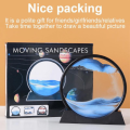 3D Sand Art Motion Frame Round Glass Deep Sea Sandscape | Flowing Sand Picture for Relaxing Home & Office Decor - Perfect Desktop Decoration Gift. 