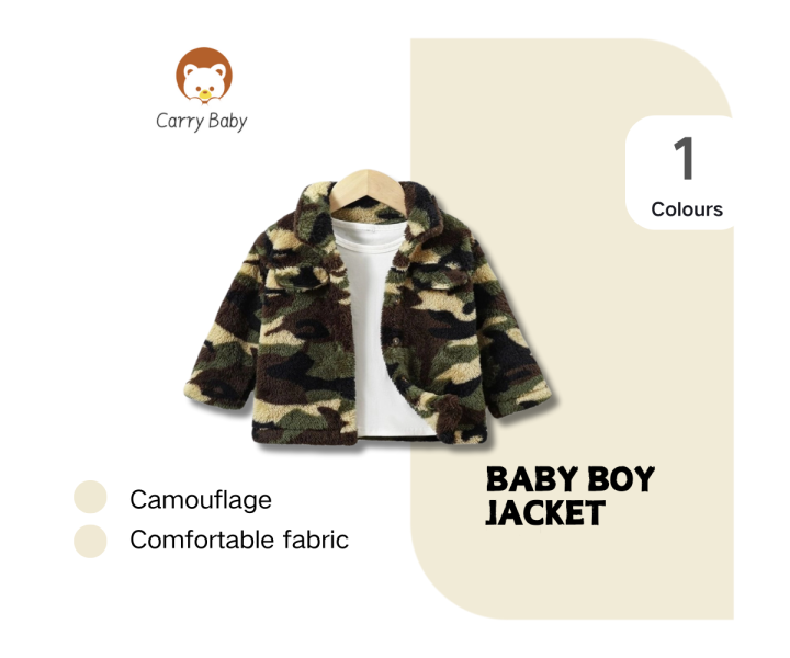 0-3 Years Kid Boy Winter&Autumn Coat Long Sleeve Camouflage Furry Jacket Toddler Baby Girl Plush Jacket Fashion Handsome Style Warm Outfit