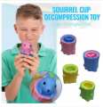 Evil Squirrel Compression Toy, Stress Relief Toy, Squeeze Squirrel Cup Children's Toys, Evil Decompression Tree Stumps, Rubber Fidget Toy-Random Color. 