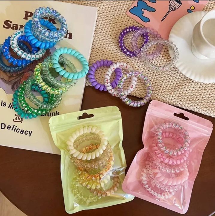 LDM 6Pcs/set Candy color hair band, elastic hair accessories for girls Hair rope frosted spiral cord rubber hair tie