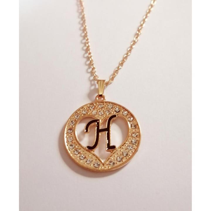 Golden Round Luxury H Alphabet Heart Shaped Locket