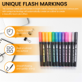 Shimmer Markers Doodle Outline Dazzles: 24 Colors Metallic Double Line Glitter Pens Set Super Squiggles Sparkle Dazzlers. 