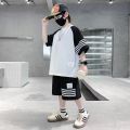Summer Boys Short sleeved 2023 New Loose Korean Edition Two Piece Set for Big Kids Trendy Children's Wear. 