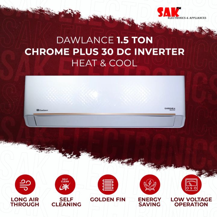 Dawlance Ac 1.5 Ton Dc Inverter Chrome Plus Inverter 30 (Heat & Cool) Latest Model - 4 Years P.C.B Card Warranty - 12 Years Compressor Warranty