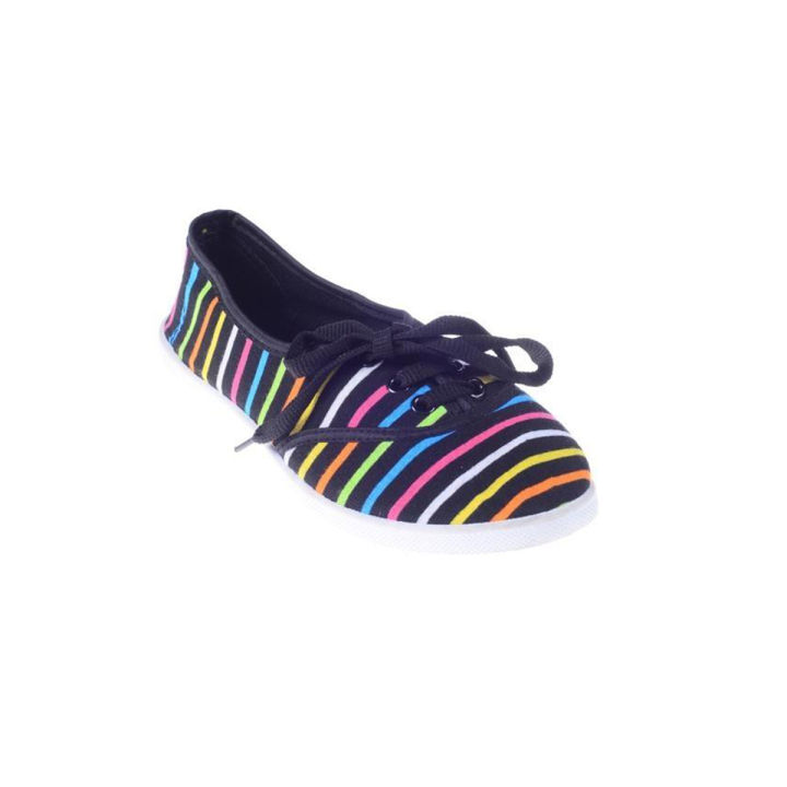 Black Canvas Slip On Rubber Dye Toms For Women - II243