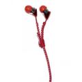 Zipper Earphones with Mic for Cellphones - Red. 