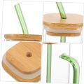 380ML Glass Cup with Wooden Lid and Straw-Clear Tall Coffee Mugs with Handle for Iced Coffee, Tea, Beverages-Aesthetic Cups. 