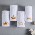 Quality 100% Cotton White 5-Star Hotel Towel Home Set Embroidered Luxury Crown Bath Towels for Adults Absorbent Face Towel. 