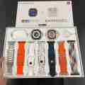 Orignal i20 Ultra 2 Max Suit Smart Watch10 in 1 Box 2.3inch Large Screen Display 7 Straps in 1 Smart Watch For Boys Girls Men Women with Earbuds Multi sport Waterproof Sleeping Call Heartbeat Rate Monitoring. 