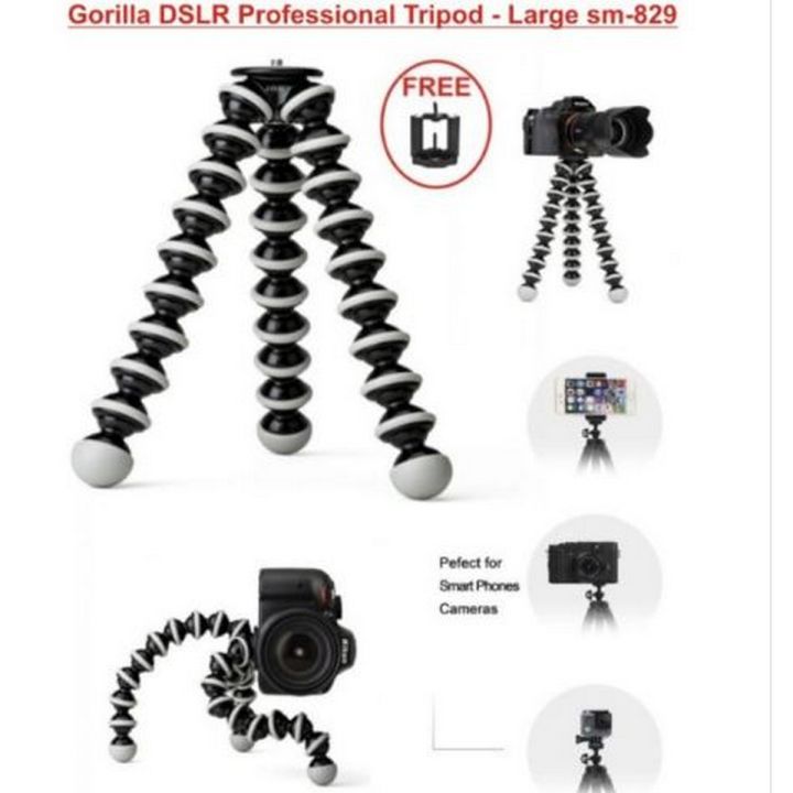 Gorilla Tripod Flexible Tripod Stand For Mobile and camra With Holder |  Gorilla Camera And Mobile Tripod Stand